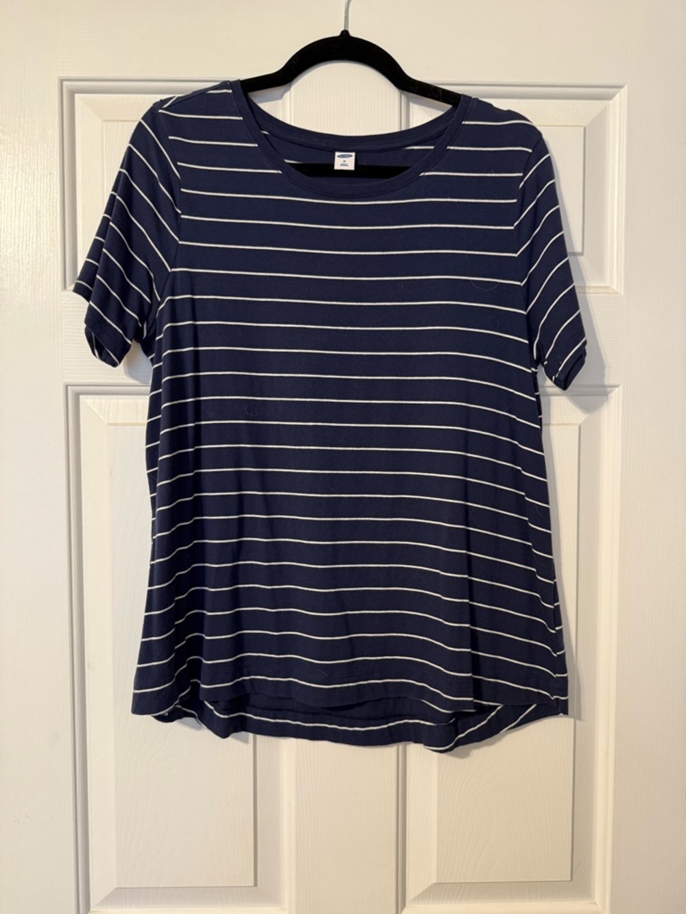 Old Navy Navy and White Striped Short Sleeve Tee